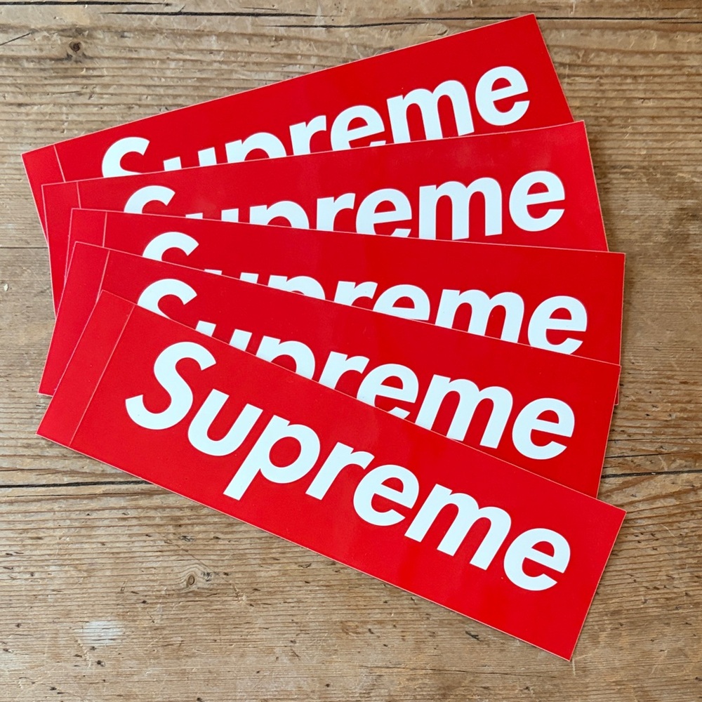 Supreme Classic Bold Red and White Box Sticker SET OF 5!